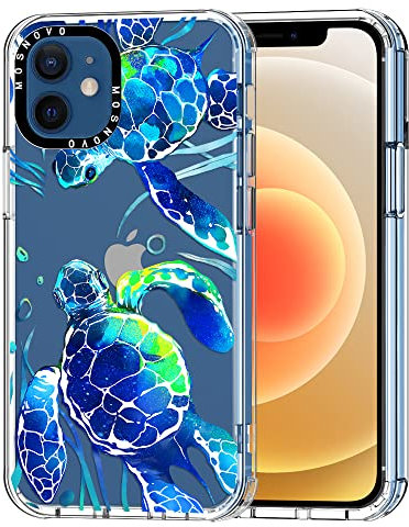 MOSNOVO für iPhone 12 / iPhone 12 Pro Hülle – Durchsichtige, schlanke, stoßfeste TPU+PC-Handyhülle, [6,6 Fuß Fallschutz/Anti-Abziehen] - Meeresschildkröten