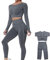 DONYKARRY Damen 2-teiliges Nahtloses Trainingsanzug Yoga Outfit Jogginganzug Set Freizeitanzug（2 Pcs-Grau,S）
