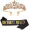 Geburtstag Königin Schärpe & Strass Tiara Kit - 21. 30. 40. 50. 60. Geburtstag Geschenke Geburtstag Schärpe für Frauen Geburtstag Party Supplies (Black)