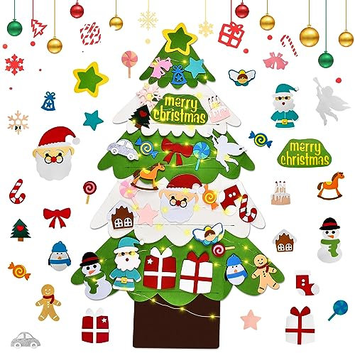 DazSpirit Weihnachtsbaum,3.28Ft DIY Filz Deko Weihnachtsbaum Für Kinder, Tannenbaum Zum Schmücken Mit Abnehmbaren Hängenden Ornamenten, Weihnachtsbaum Für Home/Tür/Wand Dekor