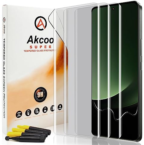 Akcoo Schutzglas für Xiaomi 13 Ultra,UV-Kleber-Set [3 Stück],Rand zu Rand Vollabdeckung,Fingerabdruck-ID kompatibel,Empfindliche Berührung für Xiaomi 13 Pro
