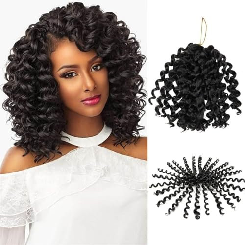 QUEENTAS 3Packs Gogo Crochet Cheveux pour Femmes Vague D'eau Faux Locs Bouclés Tressage 36 Racines (8 Pouces, #1B)