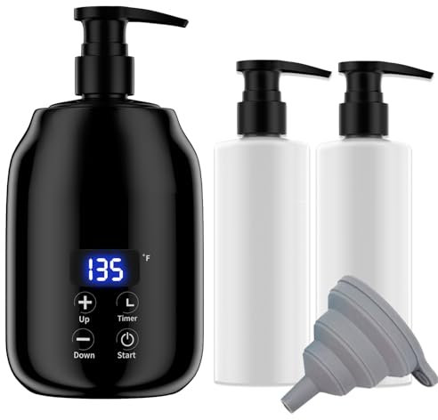Massageöl Wärmer für Spa Massageöl 2 Flaschen Spender und Lotion Wärmer LED Anzeige Gel Flaschenwärmer Massageöl Heizung für Salon Massageöl Flaschenwärmer (schwarz)