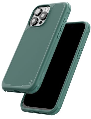 CLCKR G-Form iPhone 15 Pro Max Case, MagSafe Compatible Phone Case, Heavy Duty Drop Protection, Shockproof Raised Edges to Protect Screen & Camera, Carbon Green
