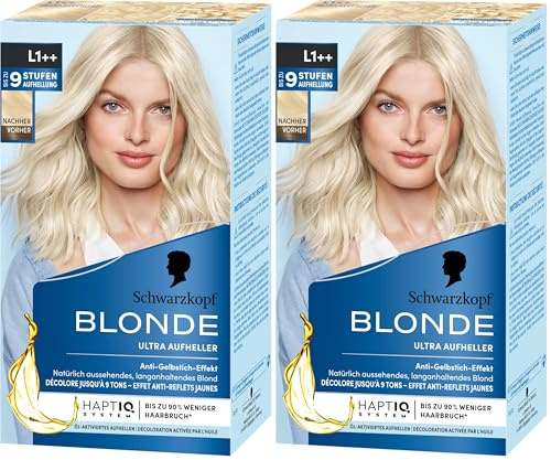 Blonde Aufheller L1++ (143 ml), Haarfärbemittel für Öl-aktiviertes Haare Aufhellen mit Anti-Schädigungs-System, für bis zu 9 Stufen ohne Gelbstich (Packung mit 2)