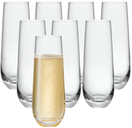 GLING 9.4 oz. Stemless Champagne Flute Glasses - Set of 8