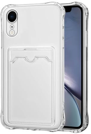 SDTEK for iPhone XR Case Shock Absorbing Gel Clear Cover with Card Holder Anti Drop Protection