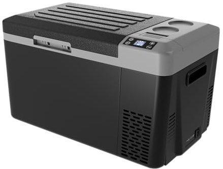 EKOJUCE 12 Volt Refrigerator Electric Cooler - 24Quart(23L) Refrigerator Compressor 12/24V DC & 110-240V AC, 12V Fridge Usable Battery