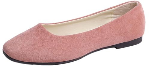 seiveini Damen Ballerinas Slip On Flache Schuhe Pumps Quadratischer Zehe Schuhe für Damen Flache Bequeme Arbeitsschuhe Elegant Damen Geschlossene Ballerinas Frühling Herbst A Rosa 39 EU