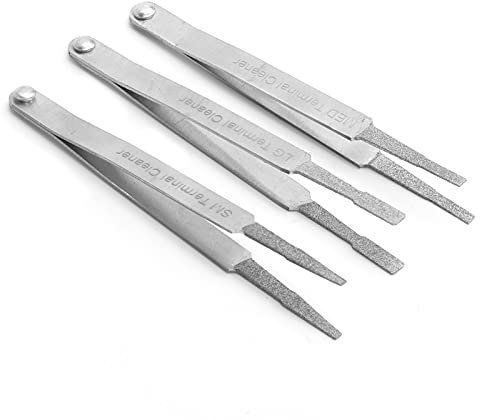 Lwuey Terminal Pins Cleaning Tool, Metal Terminals Clearner Automobile Wiring Harness Tweezer Removal Cleaner Small Electrical Spade Pin Connector Battery Contact Head Mechanics Technicians 3pcs