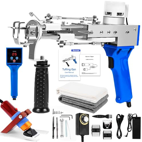 Teppich-Tuftingpistole mit Teppich-Trimmer-Set, Tuftingpistole, Starter-Set, professionelle Tufting-Teppichmaschine, 2-in-1-Schnittflor-Schleifen-Pistole, für Anfänger und Amateure
