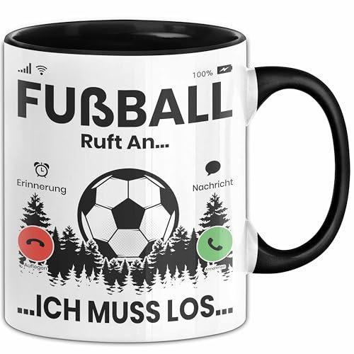 Fussballer Tasse Geschenk Fussballspieler Geschenkidee Fußball Ruft An Kaffee-Becher (Schwarz)
