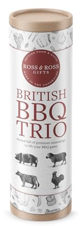 Ross & Ross Gifts - British BBQ Trio Tube, BBQ Rub, 50g, Smoky Chipotle BBQ Jam, 50g and Original BBQ Salt, 50g