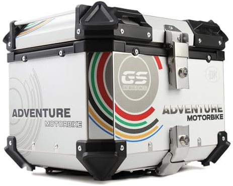 Bauletti per Moto, Baule da Moto Top Case Universale 36L 45L 55L 65L Bauletto Moto Alluminio Portacasco con Serratura di Sicurezza(Argento,65L)