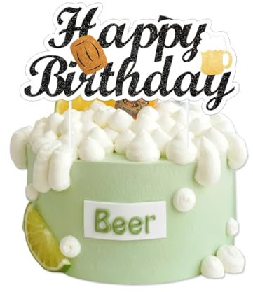 Beer Mug Happy Birthday Cake Topper Men Celebrating Theme Party Vintage Beer Cake Toppers Decorations Supplies