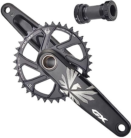 BAYAJIAZ Hohle integrierte -Kurbelgarnitur, Ultraleicht, 170/175 mm Kurbel, 30/32/34/36/38 Zähne, GXP-Kettenblatt für Mountainbike mit Tretlager, 9–12 Gänge