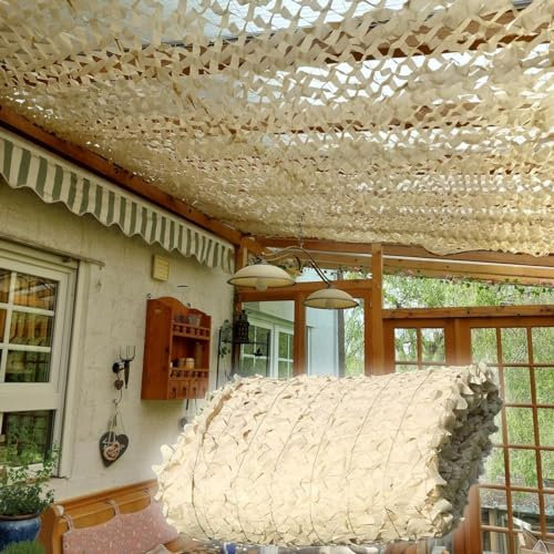 Tarnnetz Sand 3x4m (9,8x13ft) Militär Jagd Camping Pergola Sonnensegel, Tarnnetz für Outdoor Sonnen Motto Party Dekoration Autoplanen