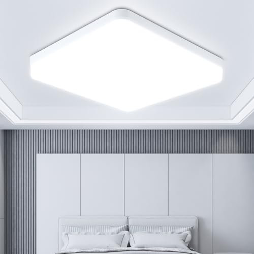 YICALE Plafon LED Techo,36W Lampara Techo LED Cuadrado 6500K Blanco Frío Luz Techo Modernos,Ultrafino Plafones de Techo para Baño Pasillo Balcón Cocina Dormitorio,Ø23CM