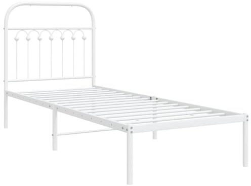 vidaXL Bettgestell mit Kopfteil Metall Weiß 80x200 cm