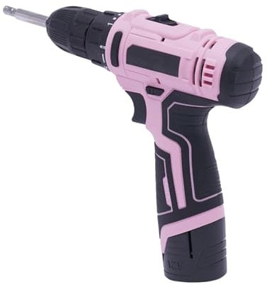 Pink Cordless Drill Set, 340W Electric Screwdriver Power Driver Kit for Women for Drilling Red Bricks, Hollow Bricks, Cement, Mortar Plates