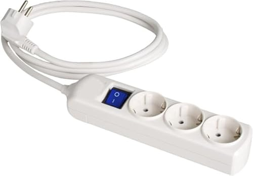 Mehrfachsteckdose, 3 Steckdosen mit Schalter und Kabel, Wandmontage, 16 A, 250 V, 3680 W