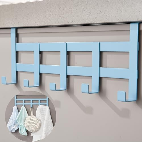 DEKAZIA® Perchero de Puerta Azul | Ganchos Coloridos para Habitación Infantil, Ganchos para Puerta Interior, Ganchos para Armario de Niños