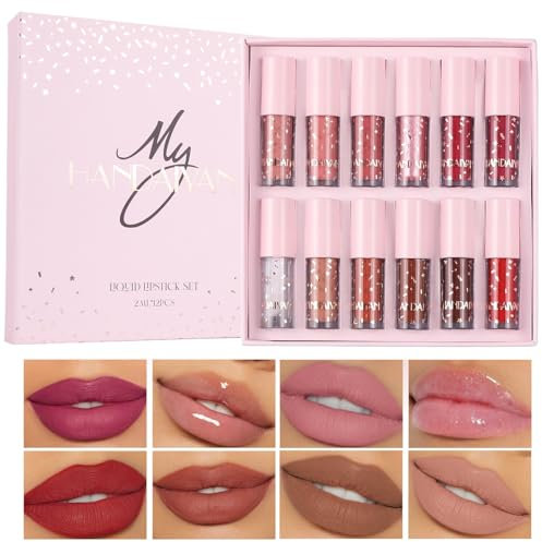 Rouge à lèvres liquide mat Nude Velvet brillant longue durée imperméable à l'eau non graduée tasse sans décoloration Rose Lip Gloss High Gloss Lip Gloss Glass finish Lipstick femmes maquillage set