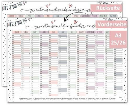 Timr Wandkalender 2025 inkl. 2026 Motiv Konfetti - DIN A3 Kalender 12 Monate I beidseitig I tr289