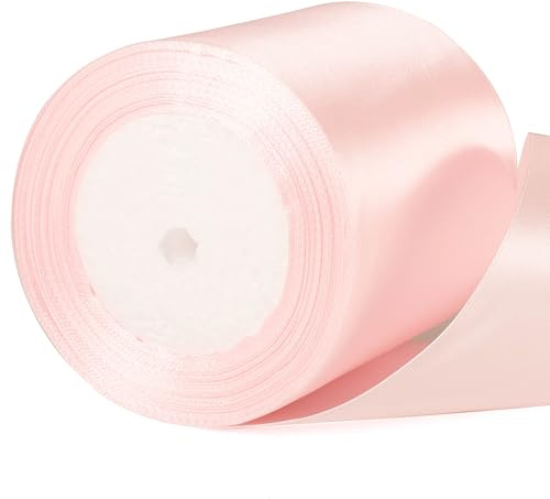 22 m x 10 cm breites, babyrosafarbenes Satinband, 10 cm dick, ideal zum Verpacken von Geschenken, Hochzeiten, Weihnachten, Geburtstagen, Torten, Haarschleifen und Blumensträußen.