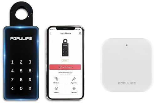 Populife WiFi Key Safe with Gateway, Wireless Key Box Outdoor, Electronic Lock Box Wall Mounted & Door Handle, IP66 Waterproof Sturdy Alloy LockBox for Home, Office, Airbnb & Property Rentals