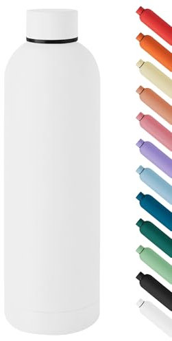 Borraccia Termica Grande 1 Litro Bottiglia Acciaio Inox Inossidabile Doppio Strato 1000 Ml Tappo Antigoccia Doppia Camera Bevande Calde Fredde Termos Sistema Sottovuoto - Bianco