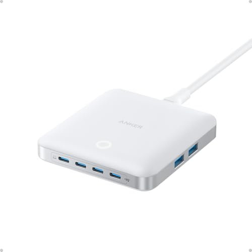 Anker Nano Caricatore USB C 130W Stazione di ricarica rapida 4 porte USBC, 2 porte USBA, compatta ed elegante, per iPhone 16/15/14, iPad, MacBook, Pixel, Galaxy e altri dispositivi