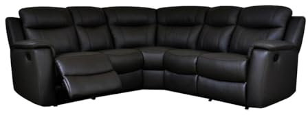 Vente-unique Venta-˙nica-Sofá de Esquina Relax Cuero Evasion - Negro
