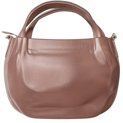 KMISSO Damen Handtasche vegan – runde Schultertasche aus Kunstleder 42x35x10 cm, elegante City Bag & Umhängetasche mit Reißverschlussfächern, kleine Party Tasche für Alltag & Arbeit