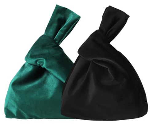 Homoyoyo 2 Stück Samt Handgelenktaschen Klein Knotenbeutel Handgelenk Clutch Damen Vielseitige Abendtasche mit Innenfutter für Alltag und Hochzeit