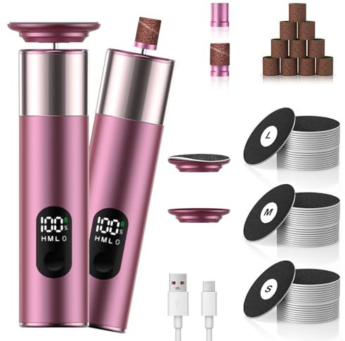 Hornhautentferner Elektrisch mit LED-Licht, 2-in-1 Elektrischer Hornhautentferner Kabellos, Hornhaut Entferner Professionelles mit 70Pcs Schleifpads für Tote Rissige Haut