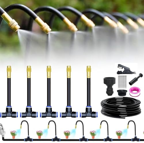 360° Sprinkleranlage Garten, Gebogen Bewässerungssystem Garten,Hochbeet Bewässerung Tropfbewässerung Gartenbewässerungssystem für Landschaft, Flower Bed und Terrasse Pflanzen (5M)