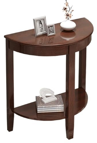 DJJYCTNM Consolle Ingresso, Tavolo Consolle a Mezzaluna in Legno con Ripiano Portaoggetti per Soggiorno, Corridoio, Ingresso, Piccoli Spazi(Brown,66x38x71cm/26x15x28in)