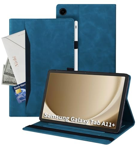 Auslbin Funda para Samsung Galaxy Tab A11+/A11 Plus 11 Pulgadas 2025 SM-X230 SM-X235 SM-X236B PU Cuero Soporte de Cubierta de Tableta Protectora Carcasa Cover Anti-Scratch con Soporte Pencil Azul