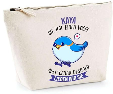 Kosmetiktasche Kaya - Sie hat einen Vogel - Schminktäschchen Make-up Kulturtasche - Geschenk Muttertag Geburtstag Schwester Weihnachten Patentante