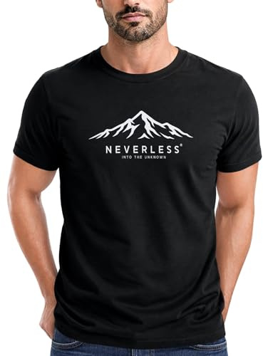 Neverless® Herren T-Shirt Mountain Graphic Print Adventure Design Nature Fashion Urban Outdoor Streetstyle