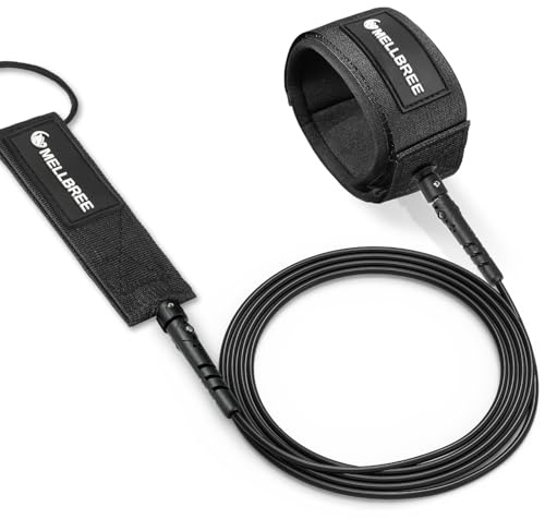 Mellbree Surfboard Leash, Premium SUP Leash Double-Side Rotatable Wirst Strap Leg Rope Flexible for Paddleboard Longboard Shortboard Stand-up Boogie Paddle Boards (Black, 6ft 5.5mm)