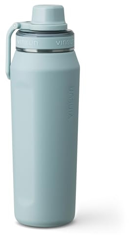 Vinsun Trinkflasche Edelstahl mint 750ml - doppelwandig isoliert, leicht | Edelstahl Sportflasche - auslaufsicher, Kohlensäure geeignet, BPA frei - schlanke Thermosflasche für Sport, Outdoor, Schule