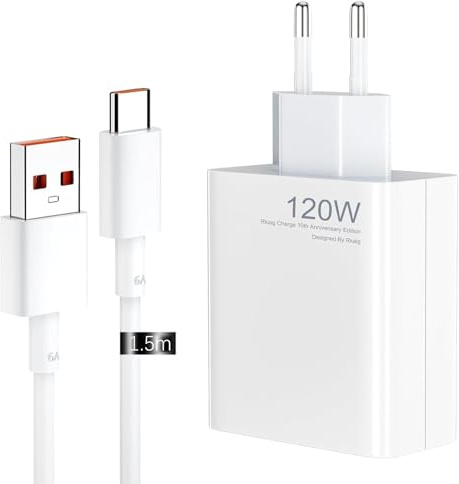 120W Ladegerät USB Netzteil Ladekabel Kompatibel für Xiaomi 15 Ultra 14T pro/Ultra 13T 12T 11T, Turbo Schnellladegerät Ladegerät für Redmi Note 14 Poco X7 Pro F4 mit 1.5 M USB C Kabel