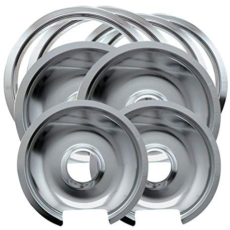 Range Kleen Style D Heavy Duty Drip Pans and Trim Rings (Includes 2 Small and 2 Large) for GE Hotpoint
