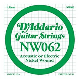 D'Addario NW062 Nickel Wound Electric Guitar Single String, .062