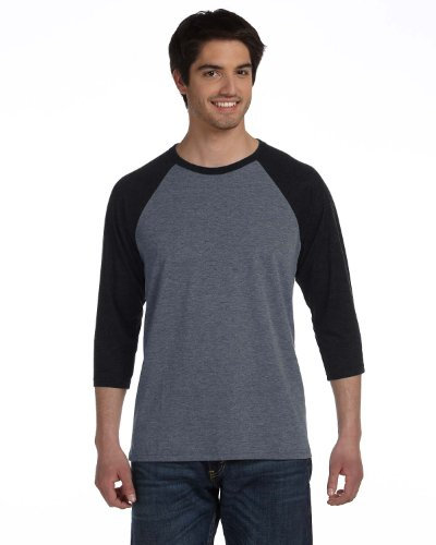 BELLA+CANVAS 3/4-Sleeve Baseball Tee Deep Heather/Black