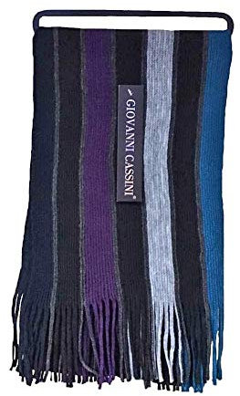 Giovanni Cassini - Herren italienisch inspirierte Streifen Winter Schal (Scarf) (Türkis / lila)