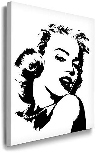 Julia-Art - Bilder Marilyn Monroe Leinwandbild Porträt Schwarz-Weiß Kunstdruck 121 x 81 cm Wandbild XXL Kailrahmenbild Fertigbild SW11-2