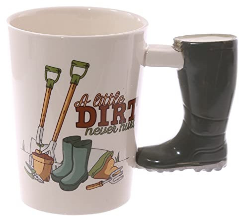 Puckator Garden Wellington Ceramic Shaped Handle Tea Coffee Mug - Funny Home Accessories - Cute Gifts for Girlfriend - Large Mugs for Men Women Hot Drinks - Cups Presents - Secret Santa Gift Cup Set